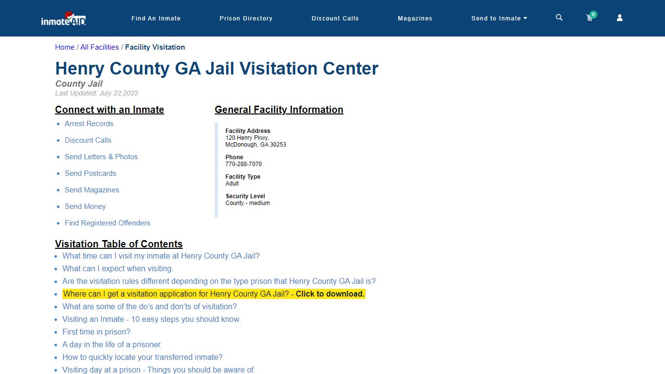 Henry County GA Jail | Visitation, dress code & visiting hours - InmateAid